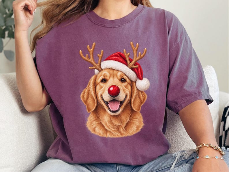 Weihnachtsshirt mit Golden Retriever-Motiv, festliches Hunde-Sweatshirt, Geschenk für Golden-Retriever-Mamas, Pullover mit Welpen-Ausschnitt, Weihnachtsshirt für Hundeliebhaber Bild 5