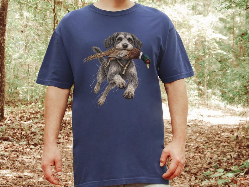 Schnoodle Hunting Shirt, Pheasant Hunter Gift, Upland Hunting Tee, Bird Dog Shirt, Outdoorsman Gift image 2