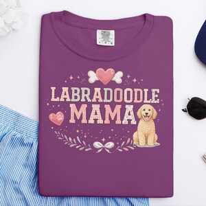 Comfort Colors Labradoodle Gift Tee, Labradoodle Mama Shirt for Women, Funny Fur Mama T-Shirt, Doodle Mom Owner Present for Pets image 3