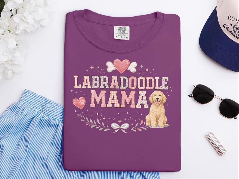 Comfort Colors Labradoodle Gift Tee, Labradoodle Mama Shirt for Women, Funny Fur Mama T-Shirt, Doodle Mom Owner Present for Pets image 3