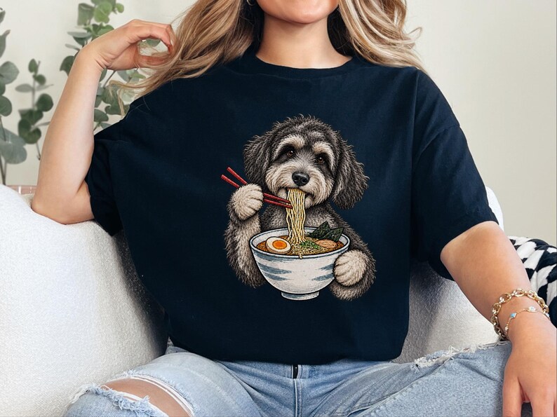 T-shirt Schnoodle Ramen, Cadeau pour propriétaire de Schnoodle, T-shirt pour amoureux des ramen, Cadeau pour maman de chien, T-shirt cuisine japonaise, T-shirt pour gourmand de nouilles image 9