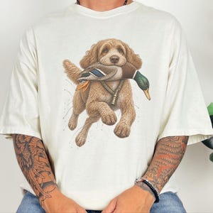 Duck Hunter Shirt, Cockapoo Dog Lover Gift, Waterfowl Hunting Tee, Mallard Duck Art, Outdoorsman Apparel image 6