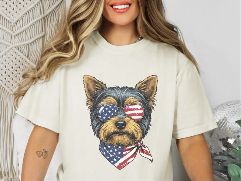 Yorkshire terrier, amerikansk flagga, hund, present, present, present, gåva bild 8