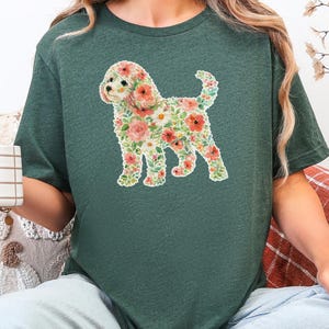 T-shirt « Maman Cavapoo », imprimé silhouette florale Cavapoo, art silhouette de chien, motif floral moderne pour animaux de compagnie, idée cadeau pour propriétaire de croisé Caniche image 6