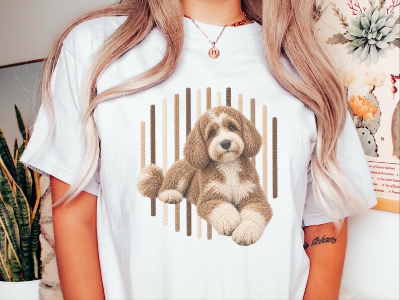 Cockapoo T Shirt, Cockapoo Dog Lover Gift, Brown Poodle Mix Tee, Dog Owner Shirt, Puppy Art Shirt image 2