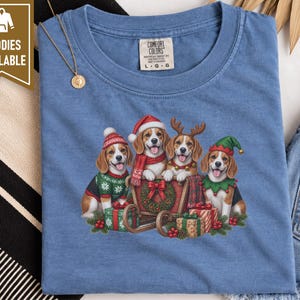 Christmas Dog Shirt, Beagle Lover Gift, Festive Santa Puppy Graphic Top, Christmas Dog Lover Gift, Beagle Christmas Shirt image 8