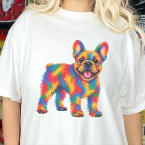 Frenchie Dog Shirt, Colorful Dog Art, French Bulldog Mom Gift, Frenchie Lover Present, Vibrant Pet Portrait Tee image 5