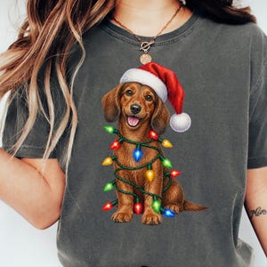 Christmas Dachshund Shirt, Dog Christmas Gift, Dachshund Xmas Sweatshirt, Holiday Dog Tee, Doxie Lover Present image 2