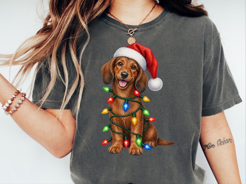 Christmas Dachshund Shirt, Dog Christmas Gift, Dachshund Xmas Sweatshirt, Holiday Dog Tee, Doxie Lover Present image 2