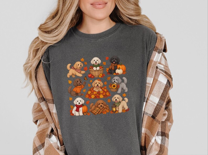 Maltipoo Fall Shirt, Fall Dog Lover Gift, Autumn Puppy Tee, Cozy Fall Dog Shirt, Maltipoo Mom Shirt image 2