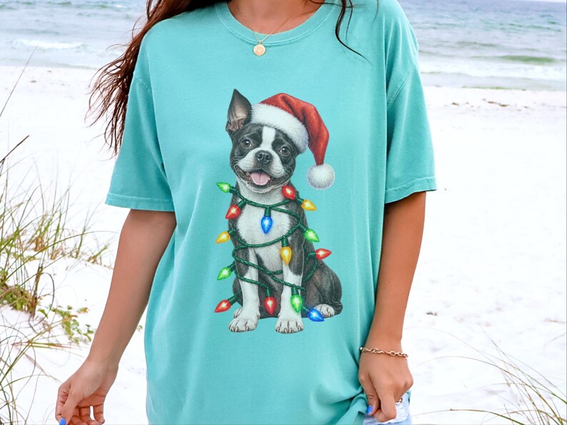 Boston Terrier Christmas Shirt, Boston Terrier Mom Gift, Holiday Dog Shirt, Christmas Puppy Sweatshirt, Dog Owner Gift, Dog Christmas Tee image 3