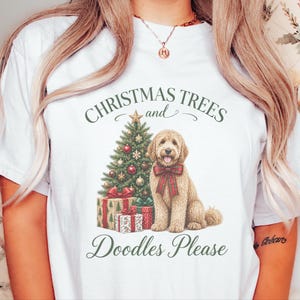 Goldendoodle Christmas Shirt, Christmas Trees And Doodles Please, Goldendoodle Mom Gift, Holiday Dog Sweatshirt, Doodle Lover Present image 7