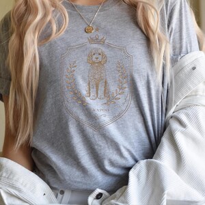 Cockapoo Print, Royal Dog Portrait Art, Vintage Coat of Arms, Cockapoo Royal Crest Shirt, Doodle Dog Apparel, Cockerpoo, Cockapoo Print Tee image 3