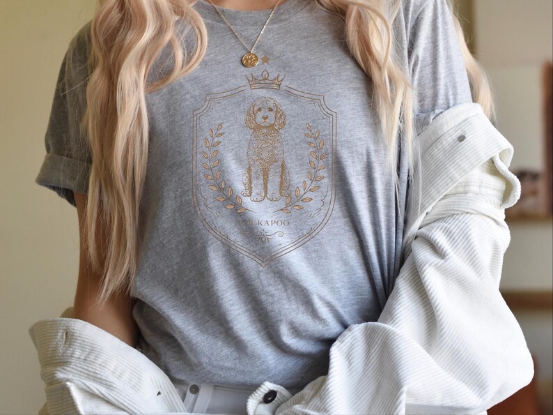 Cockapoo Print, Royal Dog Portrait Art, Vintage Coat of Arms, Cockapoo Royal Crest Shirt, Doodle Dog Apparel, Cockerpoo, Cockapoo Print Tee image 3