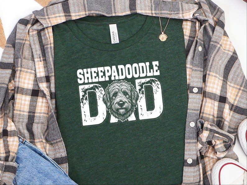 Sheepadoodle Dad Tee, Doodle Dad Shirt, Funny Dog Owner Graphic, Personalized Pet Lover Tee, Fathers Day Dog Parent Apparel, Funny Dog Tee image 3