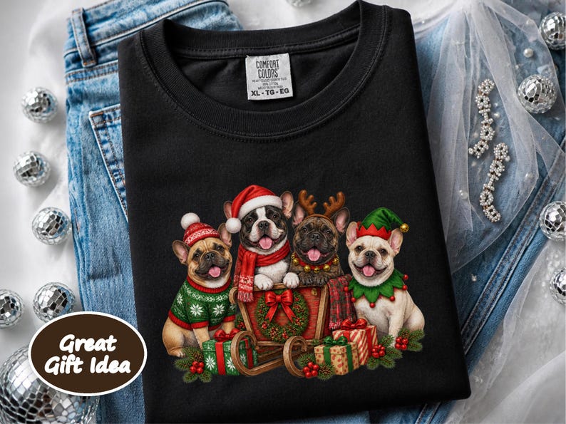 Frenchie Christmas Shirt, French Bulldog Christmas Shirt, Dog Christmas Shirt, Frenchie Mom Shirt, French Bulldog Gift, Dog Lover Shirt image 6