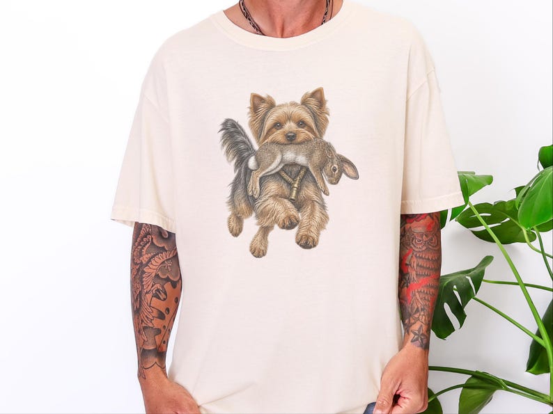 Yorkshire-Terrier-Shirt, Geschenk für Yorkshire-Terrier-Fans, Vintage-Hundemotiv, Jagdhund-Shirt, Arbeitshund-Shirt, Bootleg-Hunde-Shirt, Lustiges Yorkshire-Terrier-Geschenk Bild 3