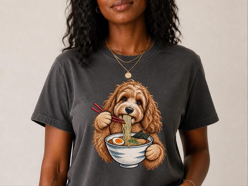 Camiseta de ramen para cockapoo, regalo para amantes de los fideos, camiseta de ramen para amantes de los perros, regalo divertido para dueños de cockapoo, camiseta de comida asiática imagen 6