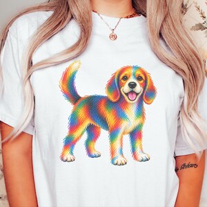 Camiseta de Beagle, Regalo colorido para amantes de los perros, Camiseta de cachorro arcoíris, Regalo para mamás de Beagle, Camiseta gráfica para dueños de perros imagen 8