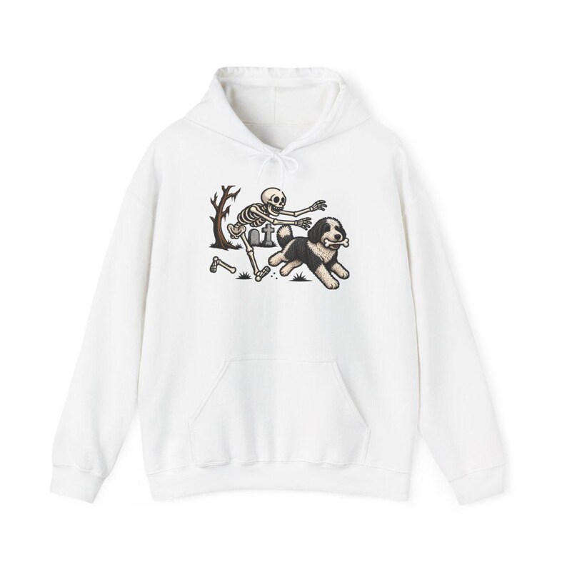 Sheepadoodle Skeleton Shirt, Spooky Dog Gift, Skeleton Dog Tee, Sheepadoodle Halloween Shirt, Funny Skeleton Dog Scene image 12