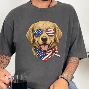 Comfort Colors Patriotic Golden Retriever Shirt, American Flag USA Independence Day Tee, Fourth of July Dog Mom Clothing, Patriotic Dog Gift image 7