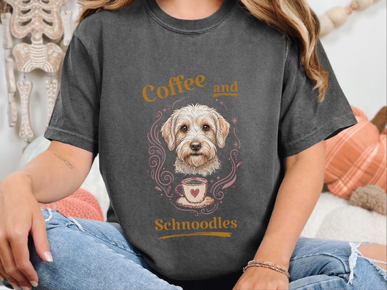Comfort Colors Schnoodle Lover Shirt, Coffee And Schnoodles Tee, Funny Dog Parent Hoodie, Cross-Breed Doodle Sweatshirt Gift image 10
