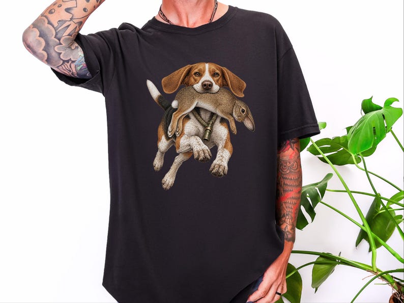Camiseta de caza de beagle, regalo para cazadores de conejos, camiseta de perro sabueso, camiseta vintage para perros, regalo para deportistas al aire libre imagen 5