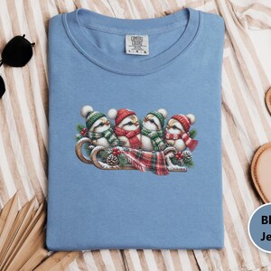 Christmas Birds Shirt, Holiday Bird Lover Gift, Winter Wildlife Tee, Cute Animal Sweatshirt, Festive Christmas Bird Shirt image 1