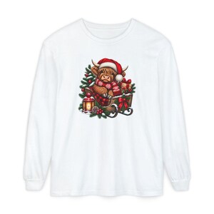 Christmas Highland Cow Sweatshirt, Santa Cow Holiday Gift, Festive Farm Animal Shirt, Winter Cow Lover Tee image 14