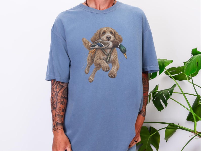 Duck Hunter Shirt, Cockapoo Dog Lover Gift, Waterfowl Hunting Tee, Mallard Duck Art, Outdoorsman Apparel image 10