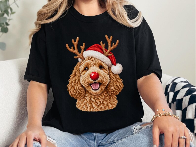 Maglietta natalizia con Cockapoo, regalo di Natale per amanti dei Cockapoo, felpa per cani per le feste, maglietta per la mamma di un Cockapoo, regalo festivo per gli amanti dei cani immagine 3