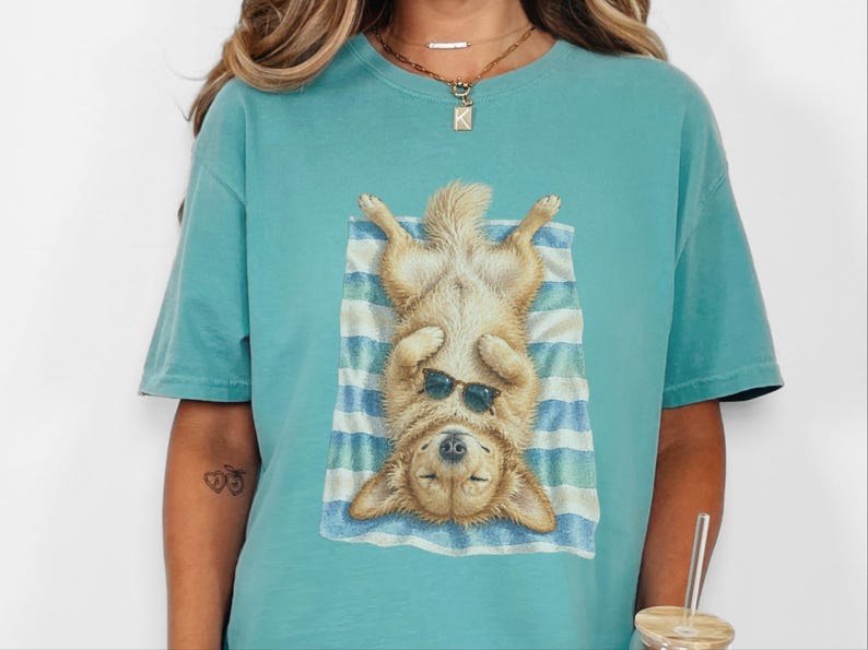 Golden Retriever Shirt, Golden Retriever Gift, Beach Vacation Tee, Summer Dog Shirt, Golden Retriever Mom, Coastal Dog Art, Vacation T Shirt image 9