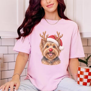 Christmas Yorkie Shirt, Holiday Dog Mom Gift, Festive Yorkie Lover Tee, Santa Paws Sweatshirt, Christmas Pet Owner Shirt image 4