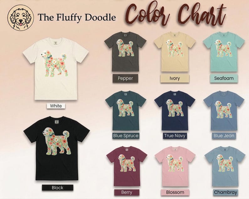 Wydruk artystyczny z owczarkiem w kolorach Comfort Colors, koszulka z kwiatowym motywem owczarka, prezent dla miłośnika psów z motywem botanicznym, spersonalizowany portret zwierzaka, koszulka dla mamy z rysunkiem zdjęcie 9