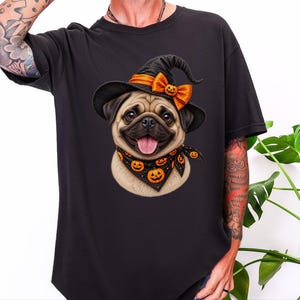 Halloween Pug Shirt, Pug Mom Gift, Witch Dog Tee, Spooky Dog Owner Gift, Dog Lover Halloween Gift image 7