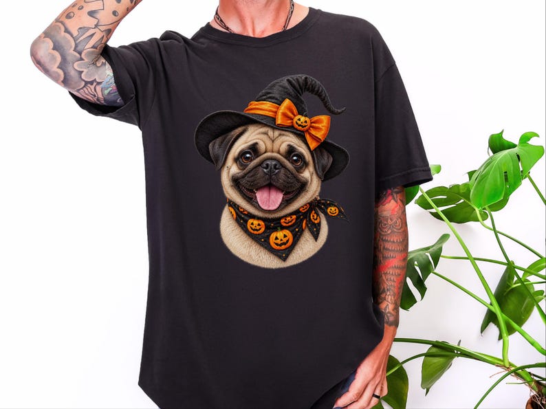 Halloween Pug Shirt, Pug Mom Gift, Witch Dog Tee, Spooky Dog Owner Gift, Dog Lover Halloween Gift image 7