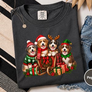 Christmas Aussiedoodle Shirt, Aussiedoodle Mom Gift, Holiday Dog Shirt, Funny Dog Christmas, Aussiedoodle Lover Gift image 1