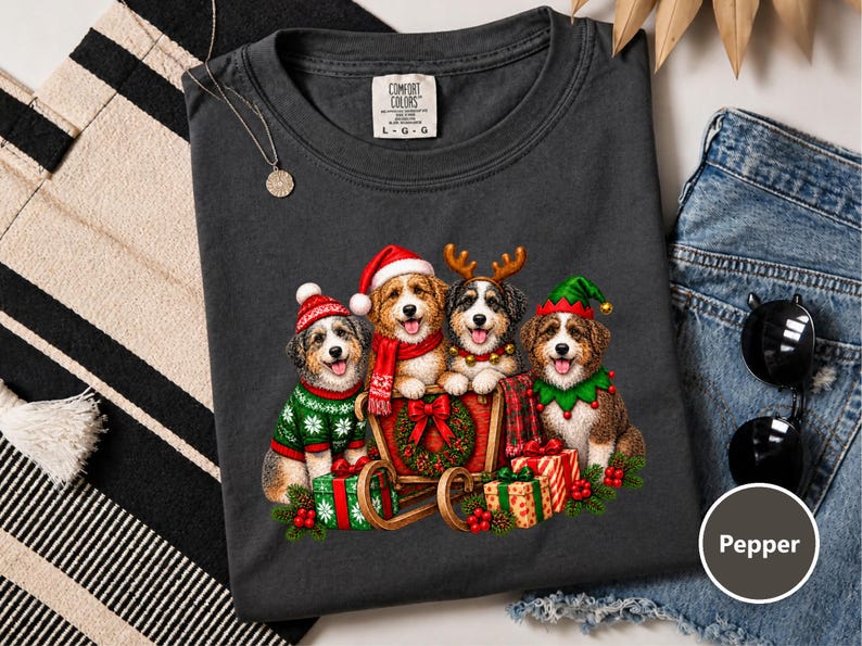 Christmas Aussiedoodle Shirt, Aussiedoodle Mom Gift, Holiday Dog Shirt, Funny Dog Christmas, Aussiedoodle Lover Gift image 1