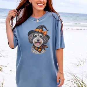 Witch Dog Shirt, Halloween Dog Mom, Schnoodle Mom Gift, Spooky Dog Sweatshirt, Fall Doodle Dog Tee image 4