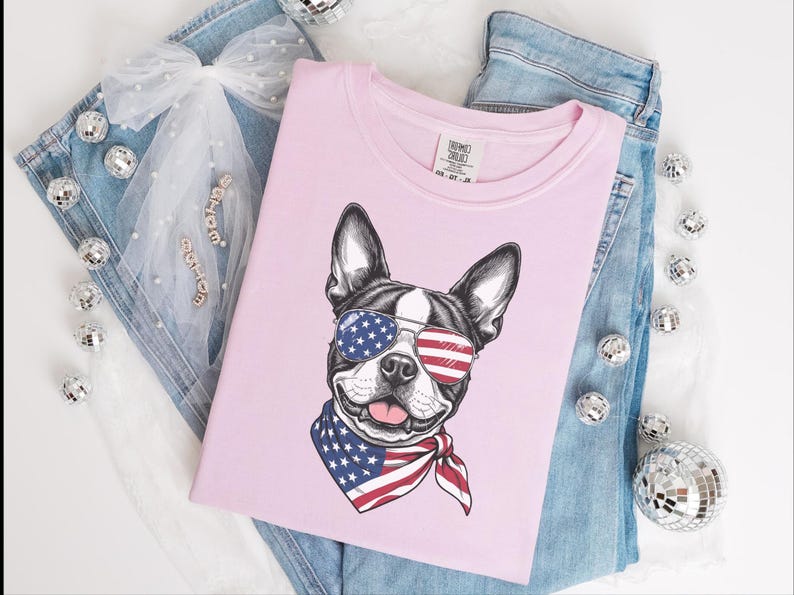 Comfort Colors Patriotic Boston Terrier Sunglasses image 5