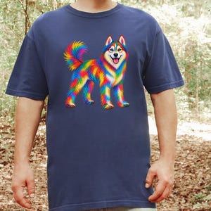 Husky Dog Shirt, Siberian Husky Gift, Colorful Dog Art, Husky Mom Gift, Dog Lover Tee image 3