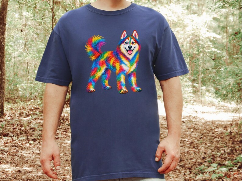 Husky Dog Shirt, Siberian Husky Gift, Colorful Dog Art, Husky Mom Gift, Dog Lover Tee image 3