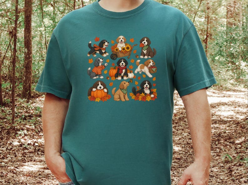 Herbstliches Bernedoodle-Shirt, Geschenk für Bernedoodle-Mama, Herbstliches Hunde-T-Shirt, Kürbis-Sweatshirt, Geschenk für Doodle-Liebhaber Bild 7