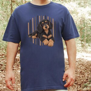 Dachshund Dog Shirt, Wiener Dog Mom Gift, Long Haired Doxie Tee, Dapple Dachshund Lover Present, Sausage Dog Art image 6