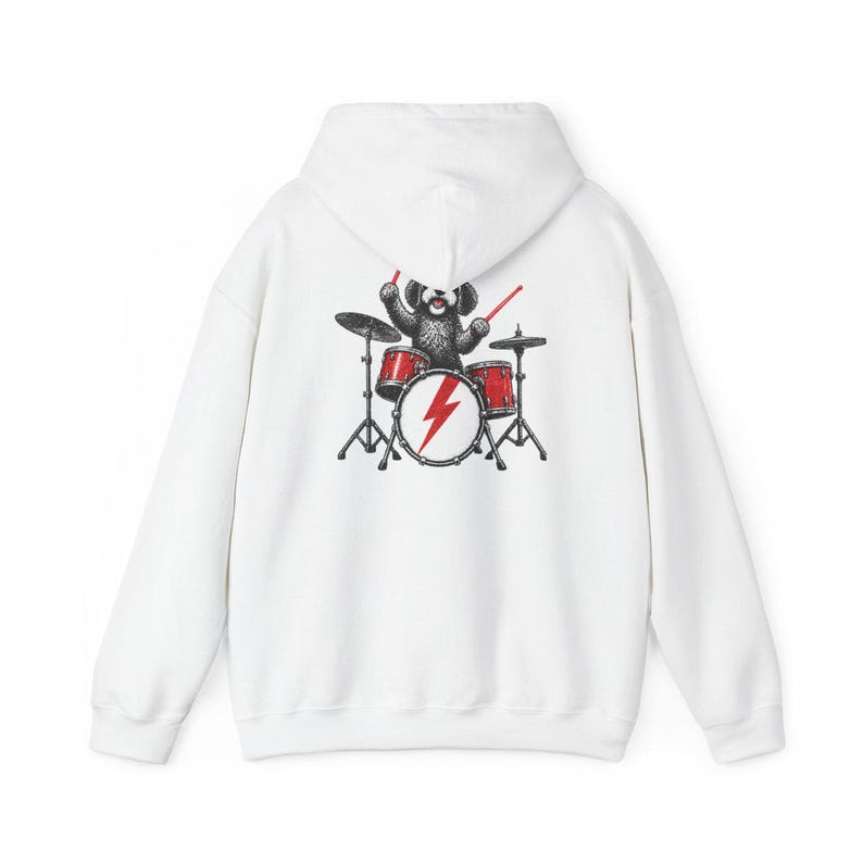 Cavapoo-shirt, cadeau voor Cavapoo-moeder, rockende drummer-shirt, hond die drumt, shirt voor muziekliefhebbers, rockband-shirt, grappig cadeau voor hondenbezitters afbeelding 12