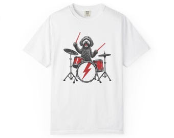 Labradoodle Playing Drums