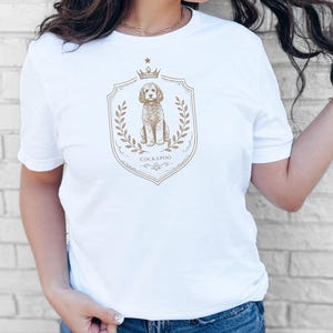 Cockapoo Print, Royal Dog Portrait Art, Vintage Coat of Arms, Cockapoo Royal Crest Shirt, Doodle Dog Apparel, Cockerpoo, Cockapoo Print Tee image 4