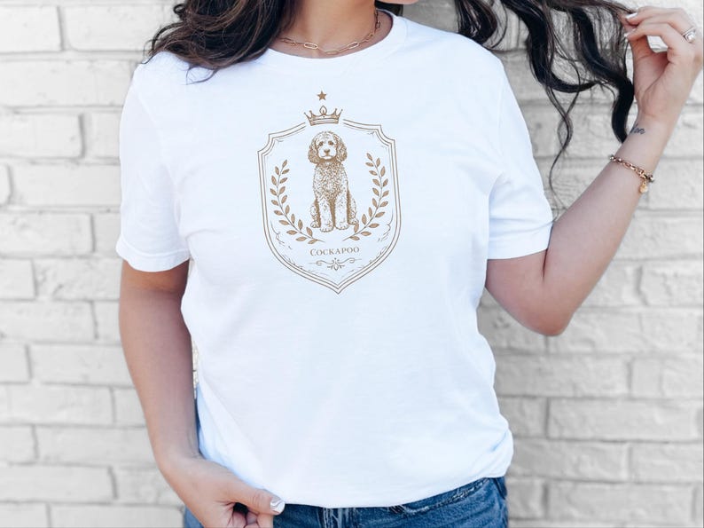 Cockapoo Print, Royal Dog Portrait Art, Vintage Coat of Arms, Cockapoo Royal Crest Shirt, Doodle Dog Apparel, Cockerpoo, Cockapoo Print Tee image 4