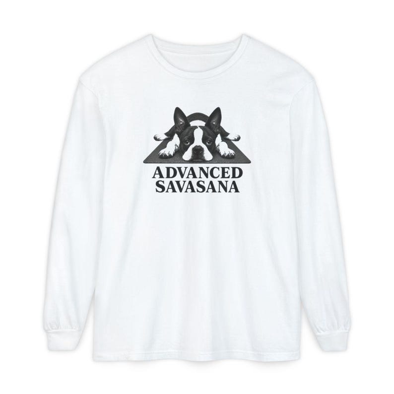 Boston Terrier Shirt, Advanced Savasana Yoga Gift, Funny Dog Lover Tee, Meditation Humorous Sweatshirt, Yogi Exercise Present Bild 14