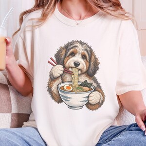 Ramen-tröja för japansk matälskare, rolig nudelhundtröja, ramen-skål med grafisk design bild 4